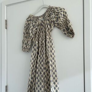 Dôen Ischia Dress, Blue and Cream Floral, Size XS